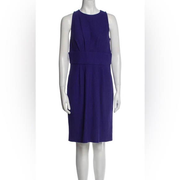 St. John Purple Crew Neck Sleeveless Pleated Knee-Length Dress Women’s size 10 - Picture 1 of 4
